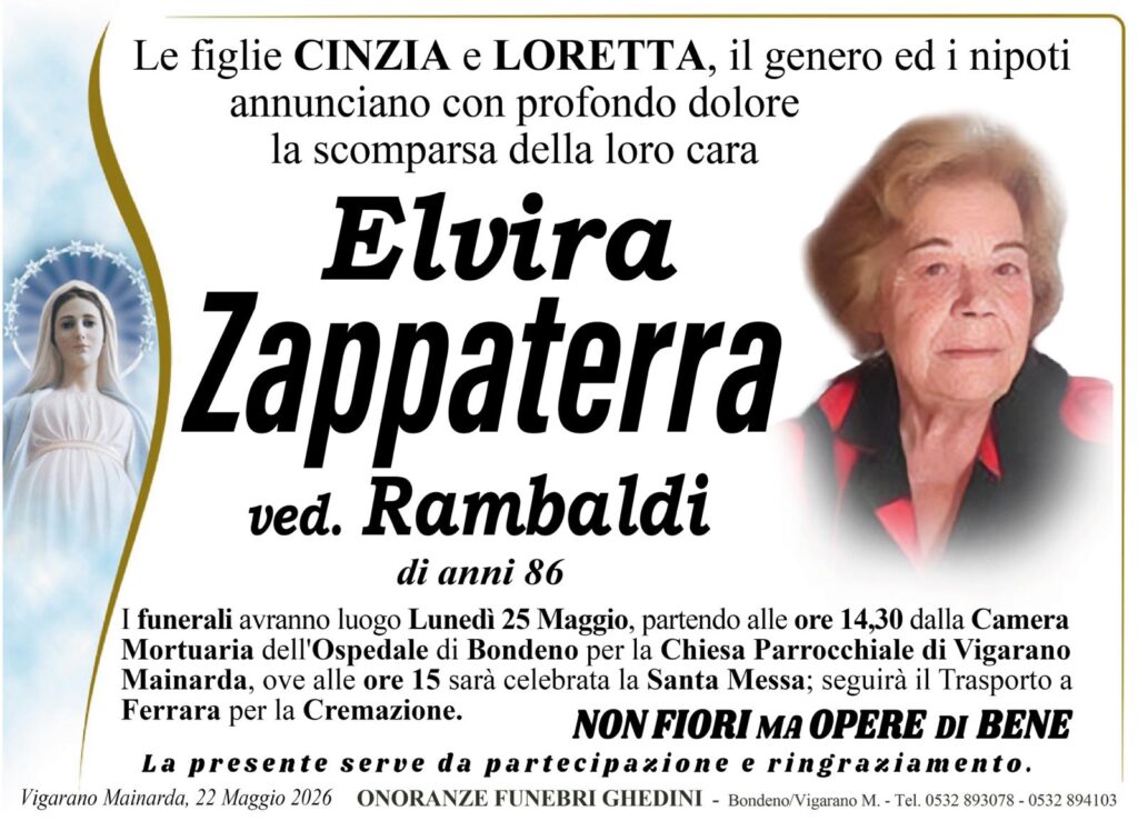 Elvira Zappaterra necrologio