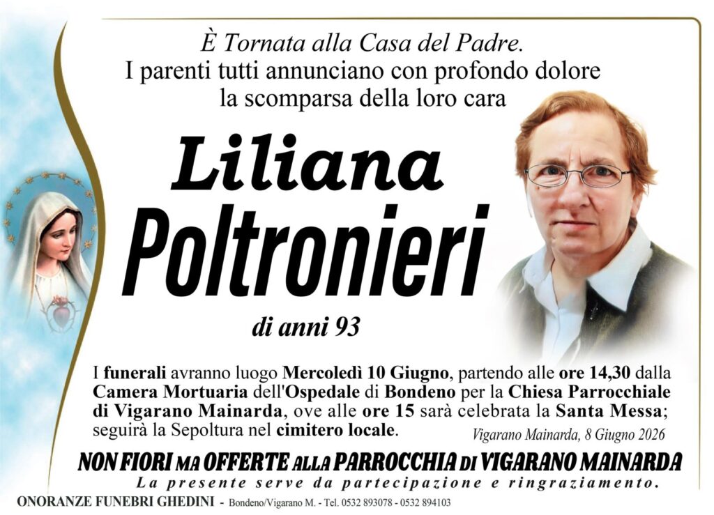 Liliana Poltronieri necrologio