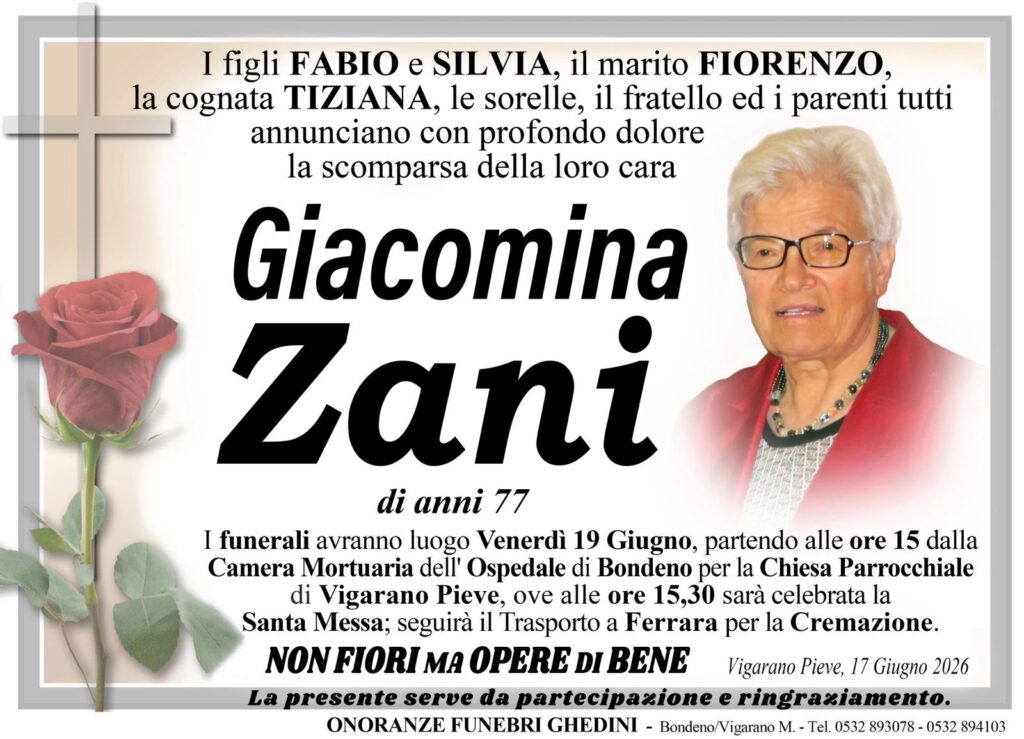 Giacomina Zani necrologio