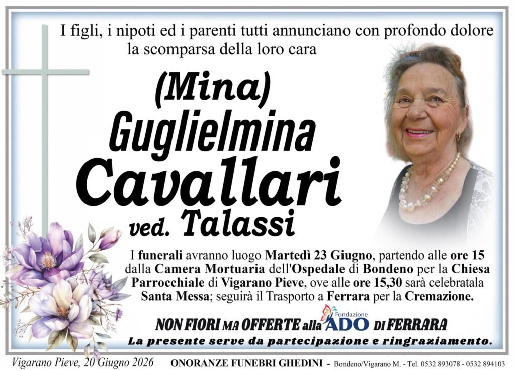 Guglielmina Cavallari ved. Talassi Necrologio