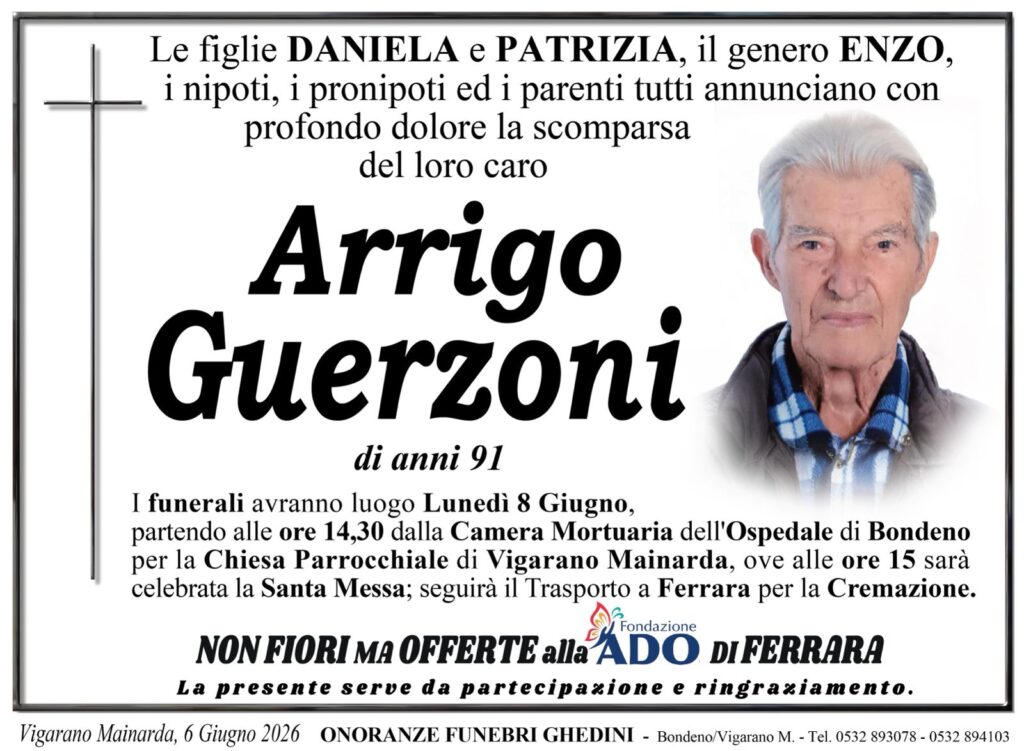 Arrigo Guerzoni necrologio